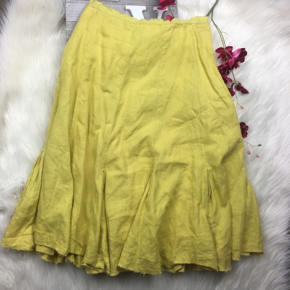 Boden Dresses & Skirts - Boden Size 10L Skirt Yellow Linen A line midi H